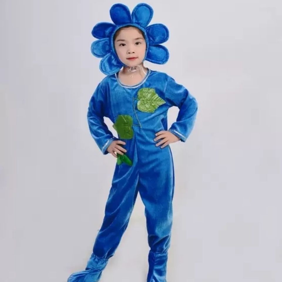 ชุดดอกไม้เด็กสีเหลือบรุ้งดอกไม้เครื่องแต่งกายเต้นรําเด็กซันโฟลเด็กดอกไม้นีออน七叶色花卉绿植物ดอกไม้的彩色花园艺表服装. - รูปที่ 2