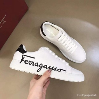 [EUR Size] Ferragamo รองเท้ากีฬา ลําลอง ลูกไม้ สีขาว เบาพิเศษ