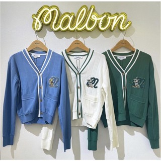 [MALBON] เสื้อแจ็กเก็ตถัก แขนยาว ลายเสือ MALBONGOLF สไตล์เกาหลี สําหรับผู้หญิง