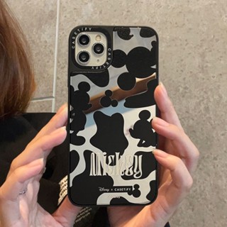 Casetify เคสโทรศัพท์มือถือกระจก ลายการ์ตูนมิกกี้เมาส์ สีดํา สําหรับ iphone11 12 13 14 promax x xs xr i7 i8