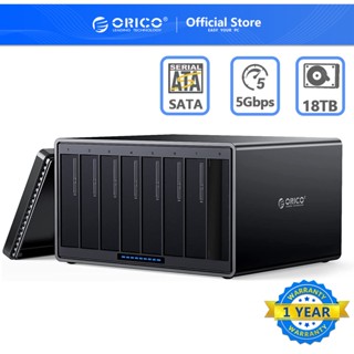 Orico 3.5 8 Bay Usb3.0 / Type-C Hdd Docking Station Sata To Usb3.0 Hdd เอ็นโครเซอร์พร้อมเคส Hdd 120W รองรับ 128Tb (NS800U3)