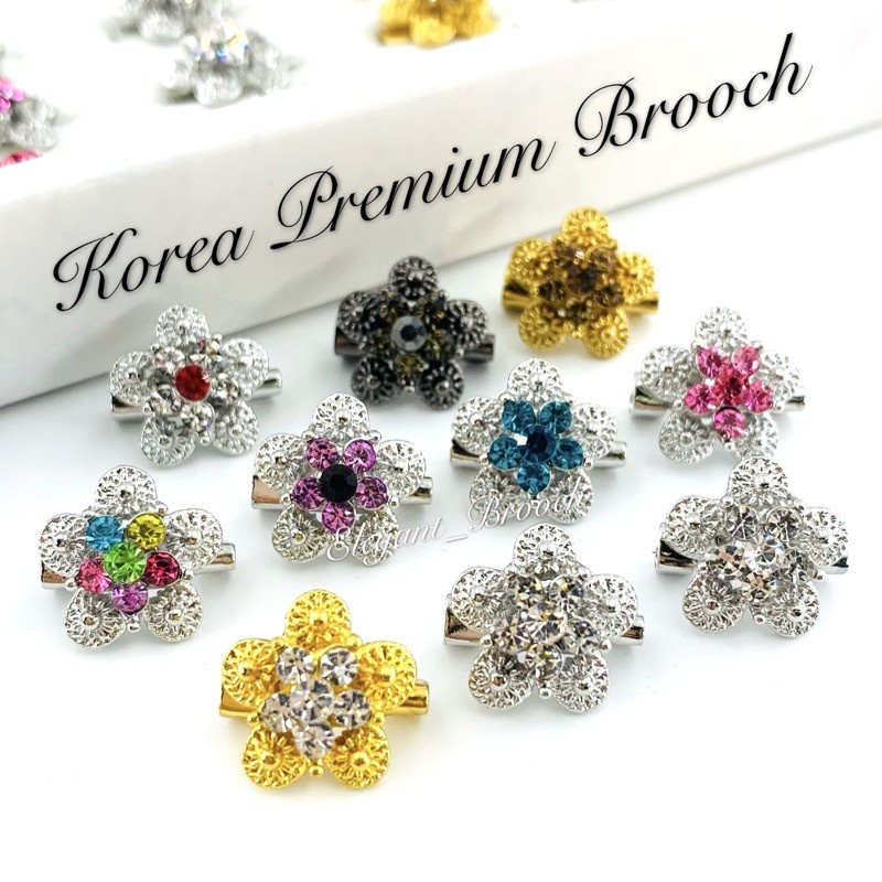 Elegant เข็มกลัด 10 ชิ้นเกาหลีพรีเมี่ยมเข็มกลัดเด็กดอกไม้เข็มกลัด Chin Pin Hijab Headscarf Muslimah 