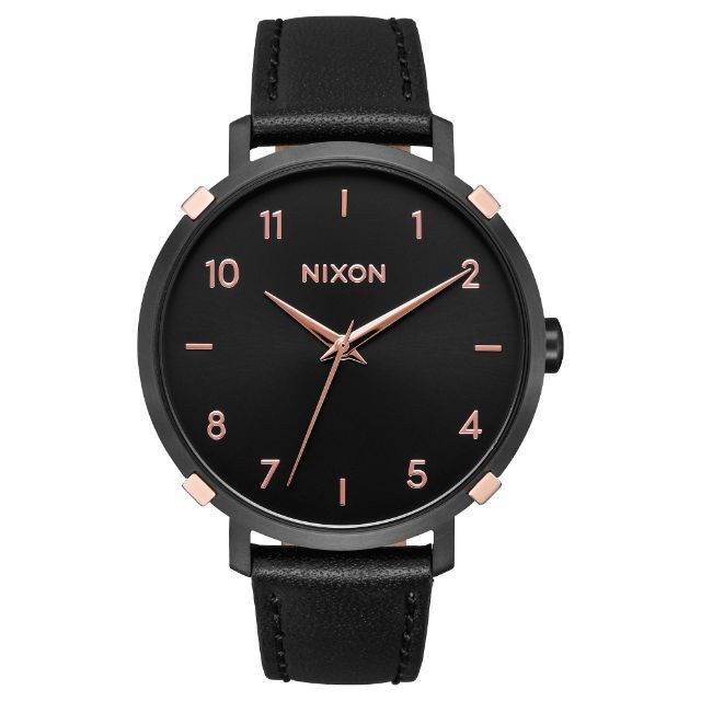 Nixon Watch Arrow Leather Black/RoseGold/Cage - A10913221