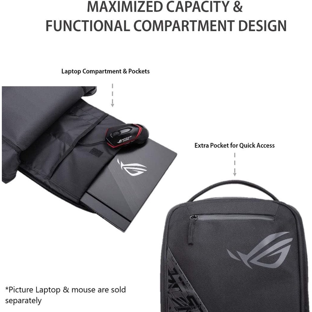Asus ROG Bag กระเป๋าเป้สะพายหลัง BP1501 17 นิ้วกระเป๋าแล็ปท็อปกันน้ํา/กระเป๋าเดินทางสําหรับผู้ชายผู้หญิง Unisex กระเป๋า