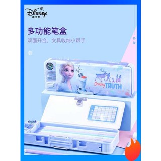 กล่องดินสอ กระเป๋าดินสอ Disney Stationery Box Girls 2023 New Frozen Kids Kindergarten Pencil Box โรงเรียนประถม Multifunctional Girls Childrens Pen Bag Girls First Grade Internet Celebrity Large Capacity Stationery Box