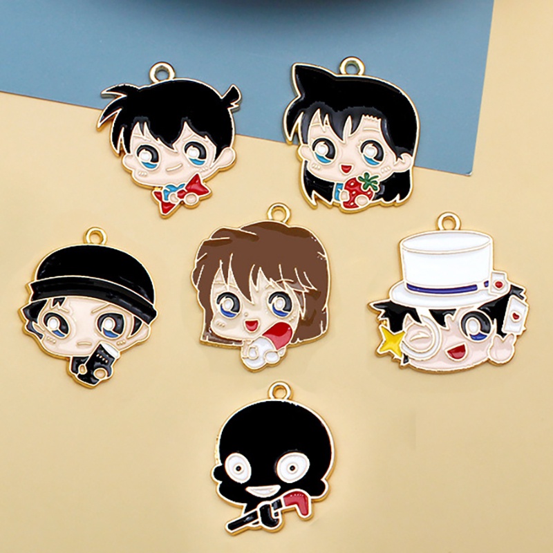 เครื่องประดับ จี้สร้อยคอ ต่างหู สร้อยคอ รูปการ์ตูนอนิเมะโคนัน แฮนด์เมด DIY สําหรับผู้หญิง 2 ชิ้น ต่อล็อต 019