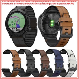 สายนาฬิกาข้อมือหนัง 22 มม. สําหรับ Garmin Fenix 6 6 Pro Fenix 5 5 Plus Instinct Approach S62 S60 Forerunner 945 935