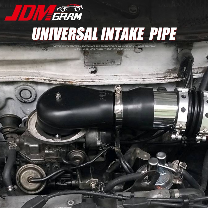 JDMGRAM Universal ABS รถท่อดูดอากาศเย็นท่อกรองเครื่องยนต์อัตโนมัติท่ออะแดปเตอร์กันน้ำอุปกรณ์ตกแต่งภายในรถยนต์