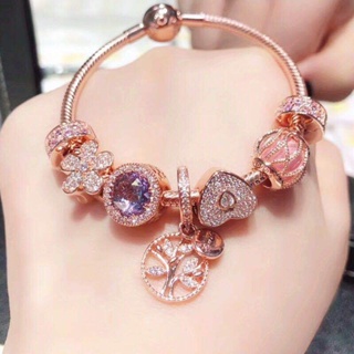 ขายดี ใหม่ พร้อมส่ง กําไลข้อมือ ชุบสีโรสโกลด์ ลายดอกไม้ PAN_bracelet_ A3 #66 Ci686 บูติก ASS6688