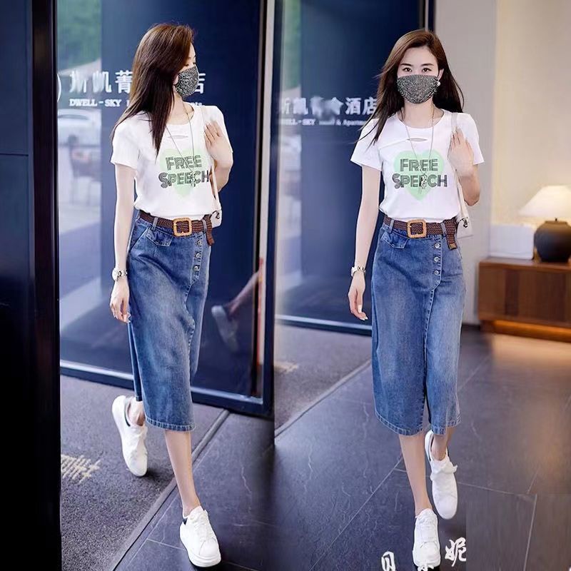 คาวบอยหน้าอกกระโปรงชุดกางเกงหญิง2023บางสค牛仔半裤裙女2023款款款款裤一体外穿高腰显瘦分六裙女23.6.8