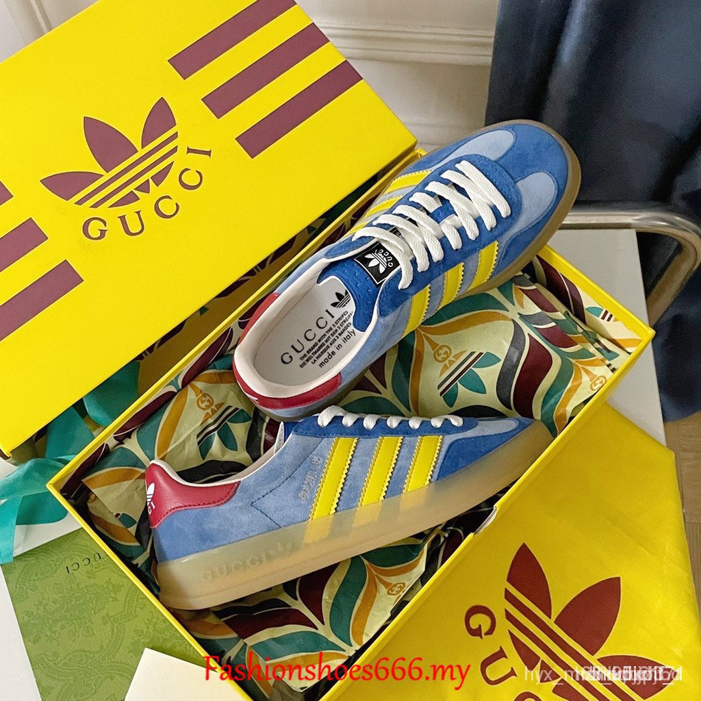 Adidas x Gucci Originals Gazelle trefoil รองเท้าผ้าใบ ข้อสั้น สําหรับผู้ชาย ผู้หญิง 8ndi oq1z