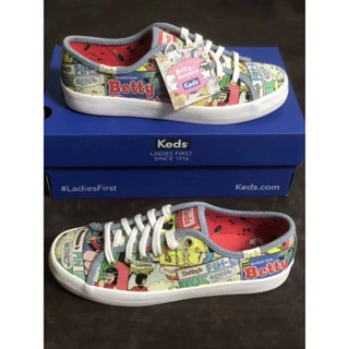 Promo original 2023 Keds (ฟรีถุงเท้าสองคู่) รองเท้าผ้าใบลําลอง สีขาว แฟชั่นสําหรับสตรี