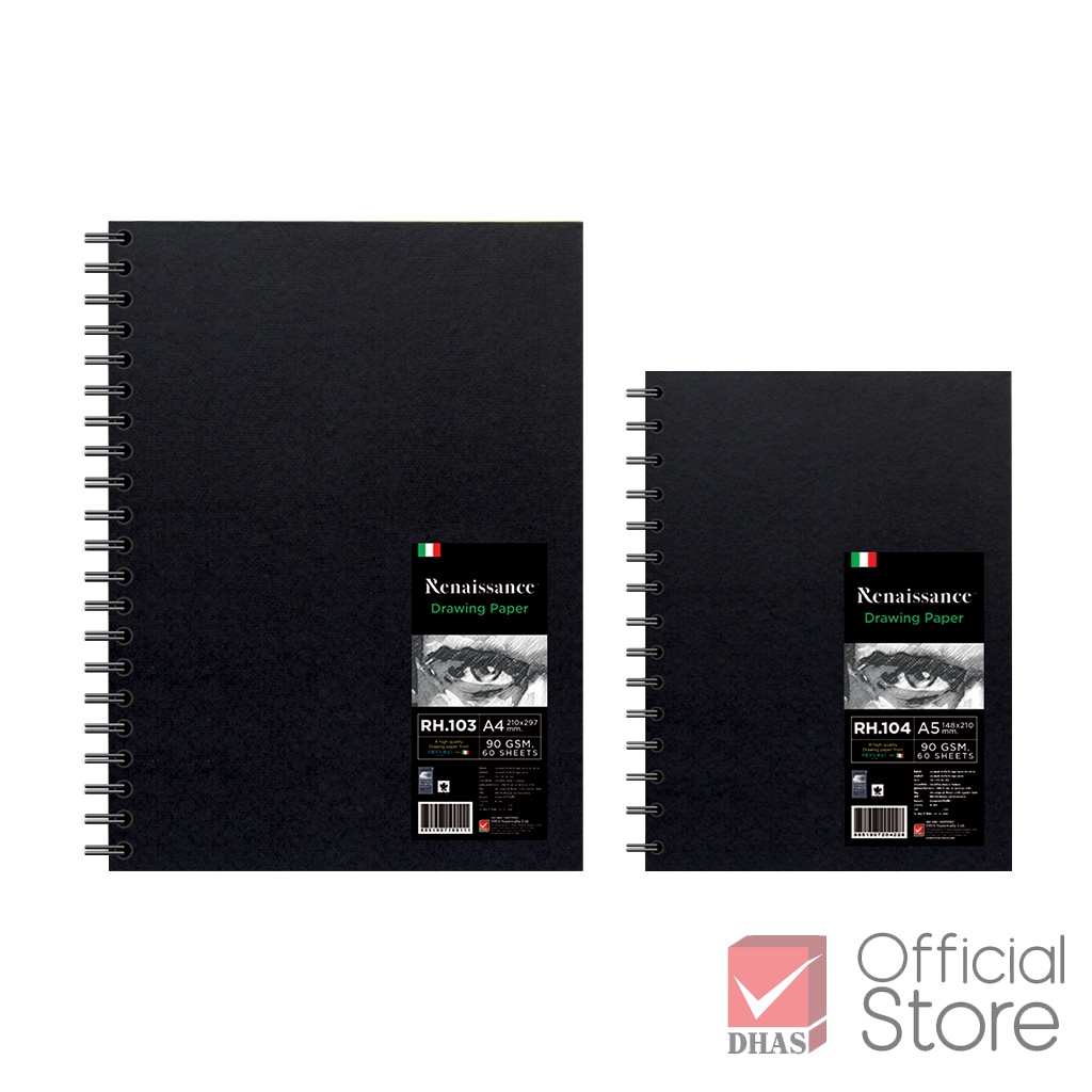 ยุคฟื้นฟูศิลปวิทยา สมุดสเก็ตช์ภาพ Wirebound (90แกรม , 60 แผ่น) RH103(A4)/RH104(A5)