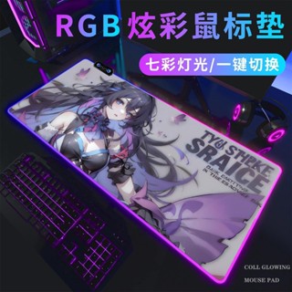 แผ่นรองเมาส์ RGB เรืองแสง ขนาดใหญ่ ลายการ์ตูนอนิเมะ สองมิติ สําหรับสํานักงาน โน้ตบุ๊ก