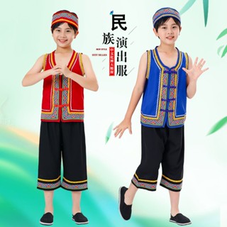 ชุดเครื่องแต่งกายชนเผ่า Miao Ethnic Guangxi Zhuang สีขาว สําหรับผู้ชาย