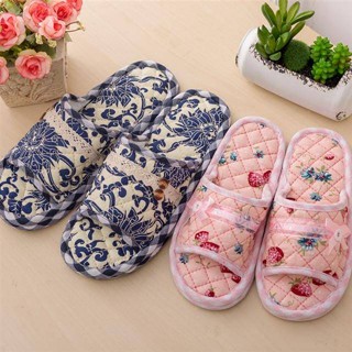 Machine washable indoor cotton fabric slippers