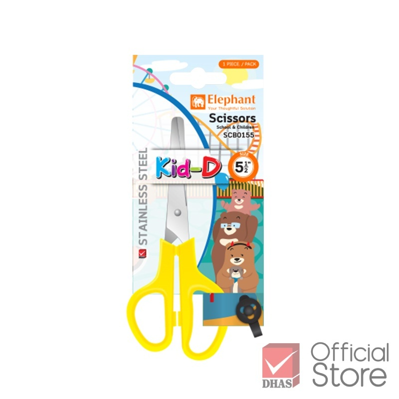 Elephant Kid Scissors Kid-D SCB0155 ขนาด 5 1/2" สุดยอดกรรไกรสําหรับเด็กและวัยรุ่นที่มีกระแสพิเศษ