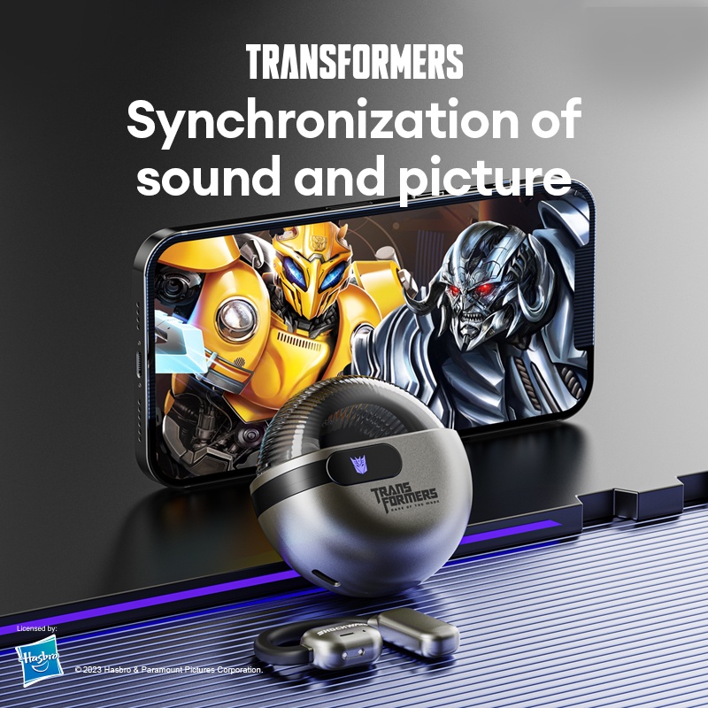 Transformers TF-T09 หูฟังบลูทูธ Bluetooth V5.3 เกมหูฟัง Tws เวลาแฝงต่ำ หูฟังไร้สาย With Mic for Android IOS PC