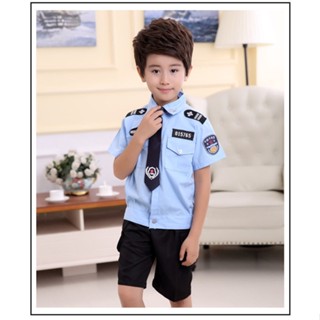 ชุดเครื่องแบบทหารจราจร แขนสั้น ขนาดเล็ก สําหรับเด็กผู้ชาย