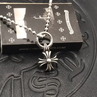 Chrome HEARTS สร้อยคอเงินสเตอร์ลิง 925 จี้รูปดอกไม้ไม้กางเขน ขนาดเล็ก สไตล์พังก์ วินเทจ