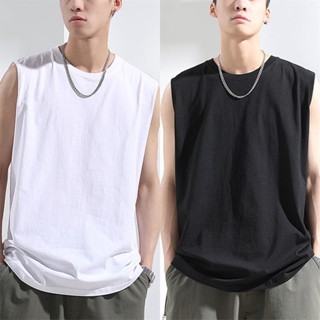 เสื้อกั๊กกีฬาลําลอง ทรงหลวม สีพื้น แฟชั่นฤดูร้อน สําหรับผู้ชาย