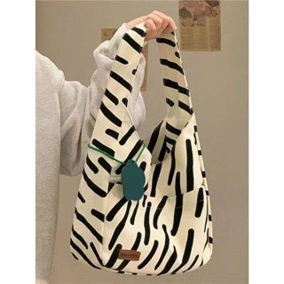 One-shoulder canvas bag womens zebra print tote bag