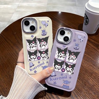 เคสโทรศัพท์มือถือนิ่ม ลายตารางลูกโป่ง kuromi โลหะ สําหรับ iPhone 14Promax 13 12 11 7Plus X XR xsmax