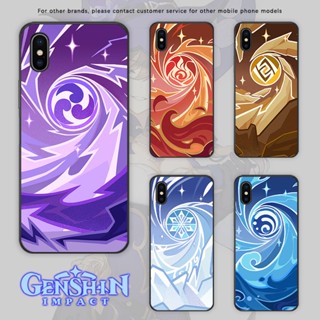 พร้อมส่ง เคสโทรศัพท์มือถือ ซิลิโคนนิ่ม กระจกนิรภัย ลายเกม Genshin Impact 7 องค์ประกอบ สําหรับ keqing kazuha ayaka ayato