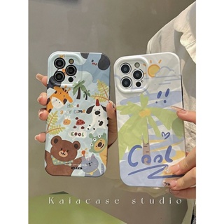 เคสโทรศัพท์มือถือแบบแข็ง ลายต้นมะพร้าว แฟชั่นฤดูร้อน สําหรับ iphone11 12 13 14 promax x xs xr i7 i8