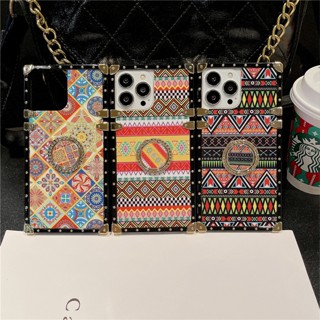 เคสโทรศัพท์มือถือแบบนิ่ม ทรงสี่เหลี่ยม พร้อมที่ตั้งวาง สไตล์โบฮีเมียน แฟชั่น สําหรับ Samsung Galaxy A14 A04 A04s A04E A54 A03 A03s A13 A23 A33 A53 A73 4G 5G Z Filp 3 4
