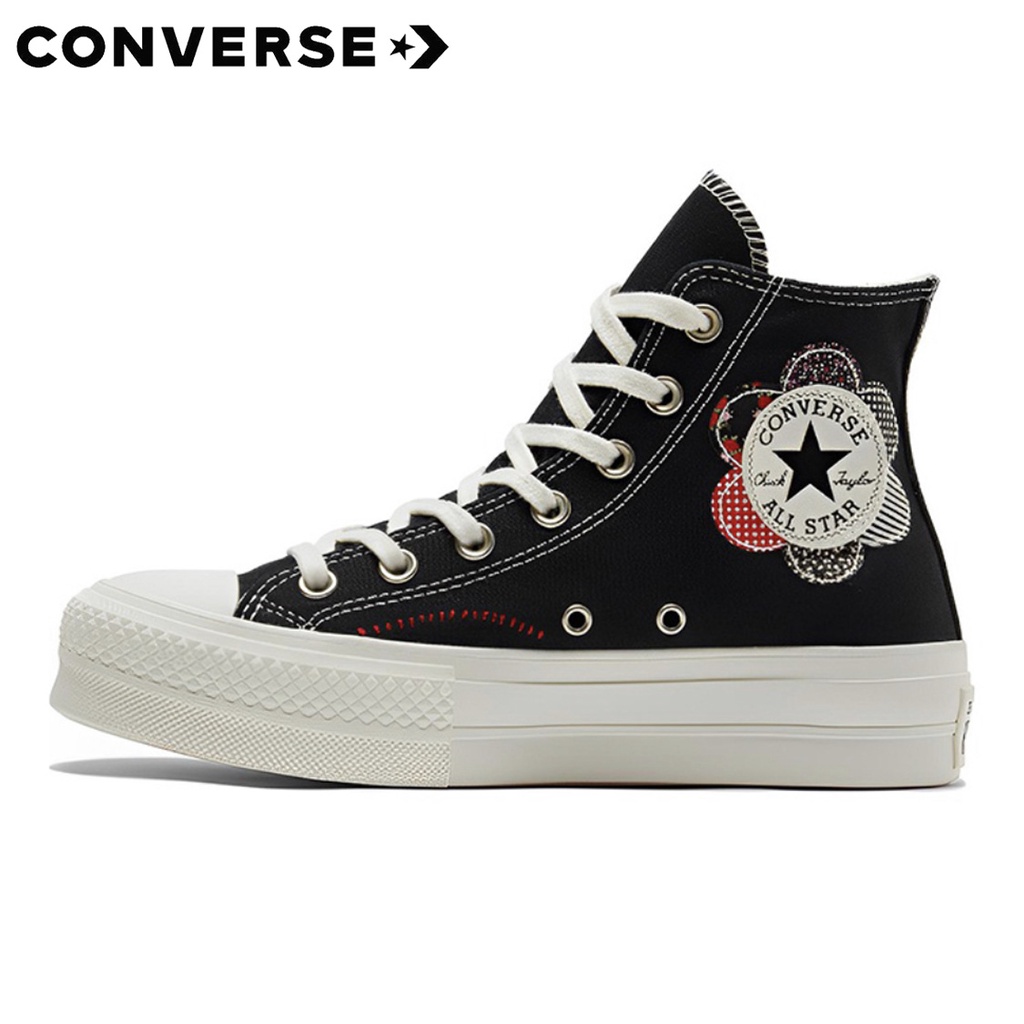 Converse All star lift thick sole series เศษดอกไม้ขนาดเล็กย้อนยุครองเท้าผ้าใบคุณภาพสูง A05194C