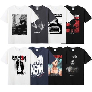 เสื้อยืด ผ้าฝ้าย ทรงหลวม พิมพ์ลาย Mu ye Amys eminem rock gangsta rap west coast สไตล์ฮิปฮอป สําหรับผู้ชาย 6.20