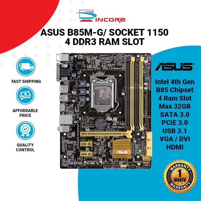 Asus B85M-G / B85M-E / B85M-E R2.0 ซ็อกเก็ต 1150 เมนบอร์ด Intel B85 USB 3.1 SATA 3.0 Intel 4th Gen M