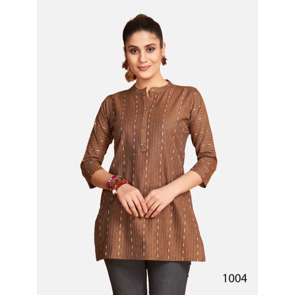 เสื้อตัวสั้นสําเร็จรูปดีไซน์อินเดีย/ผ้าฝ้ายแท้ Kurti/พิมพ์ลายฝีมือ/กอดสั้น