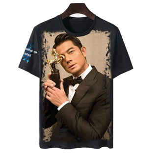 Aaron kwok เสื้อยืดแขนสั้น ลายดาว สีดํา สําหรับนักเรียนวัยรุ่น 5.29