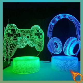 นาฬิกาตั้งโต๊ะ นาฬิกาดิจิตอลติดผนัง ใหม่สร้างสรรค์ 3D Visual Game Ornament Light Desktop Sony PS4 Faith Chart Logo Decorative Light ของขวัญวันเกิด