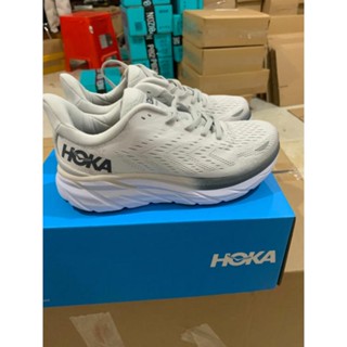 [พร้อมส่ง] Hoka ONE Clifton 8 รองเท้าผ้าใบ รองเท้าวิ่ง ดูดซับแรงกระแทก สีเทา สีขาว 2023