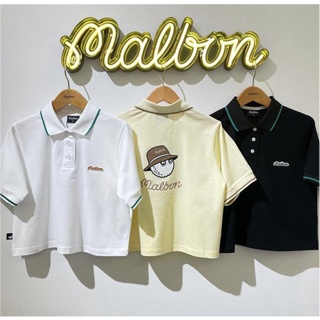 [MALBON] เสื้อยืดโปโล แขนสั้น ลายการ์ตูน MALBON GOLF GOLF ระบายอากาศ สไตล์เกาหลี สําหรับผู้หญิง