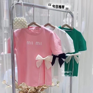 พร้อมส่ง~[โปรโมชั่น] เสื้อยืดแขนสั้น ผ่าข้าง ขนาดเล็ก แฟชั่นใหม่ สําหรับเด็กผู้หญิง 2023