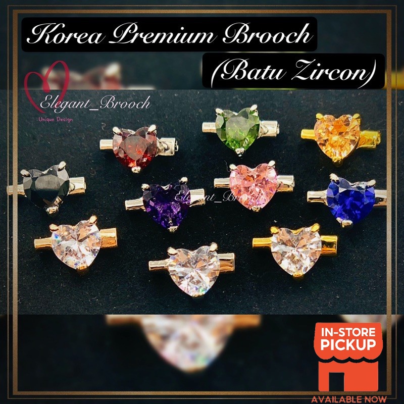 Elegant เข็มกลัด 1 PC เกาหลี Premium Zircon เข็มกลัดหิน LOVE รูปร่าง Hijab เข็มกลัด Pin Muslimah Hea