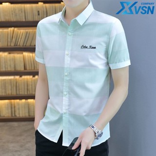 เสื้อเชิ้ตแขนสั้นลําลอง ลายสก๊อต สไตล์เกาหลี สําหรับผู้ชาย ไซซ์ M - 3xl 2023