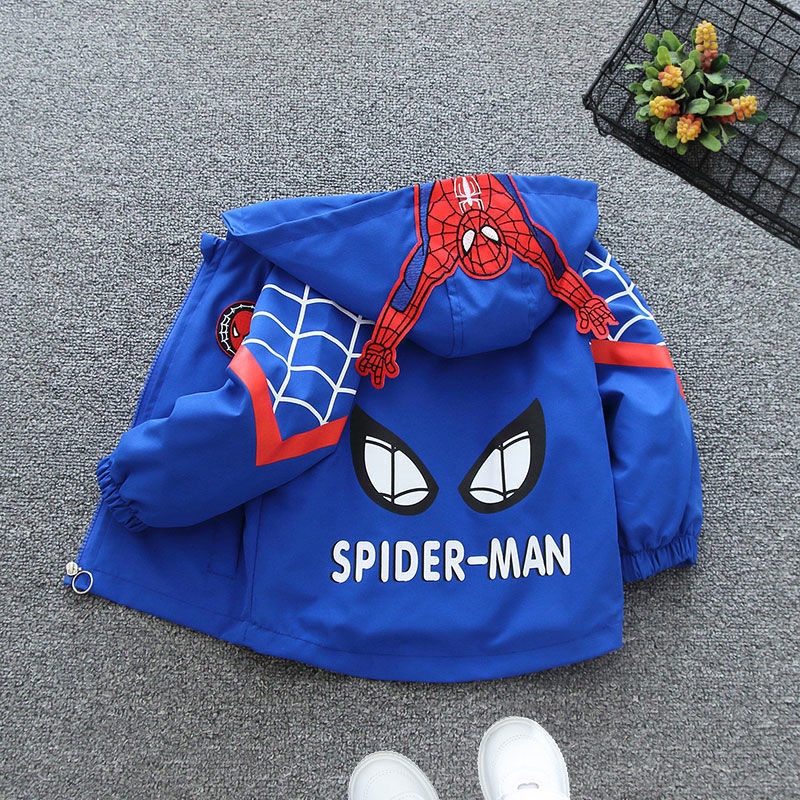 เสื้อแจ็กเก็ต มีฮู้ด ลายการ์ตูนสไปเดอร์แมน มีซิป เหมาะกับของขวัญวันเกิด แฟชั่นฤดูใบไม้ผลิ และฤดูใบไม้ร่วง สําหรับเด็กผู้ชาย อายุ 1-6 ปี