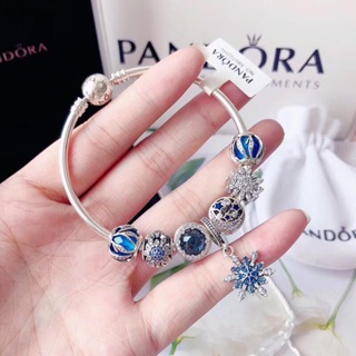 Pan_สร้อยข้อมือ ลายเกล็ดหิมะ สีฟ้า สไตล์เรโทร สําหรับผู้หญิง AAs031 AS68 CI686 EE6E66