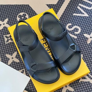 [EUR Size] Fendi 2023 รองเท้าแตะ พื้นหนา หัวกลม เปิดนิ้วเท้า