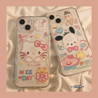 เคสโทรศัพท์มือถือนิ่ม แบบใส ลายกราฟฟิตี้สุนัข Pacha น่ารัก สําหรับ iphone11 12 13 14 promax x xs xr i7 i8