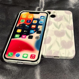 เคสโทรศัพท์มือถือแบบแข็ง ลายดอกทิวลิป สีม่วง สําหรับ iphone11 12 13 14 promax x xs xr i7 i8