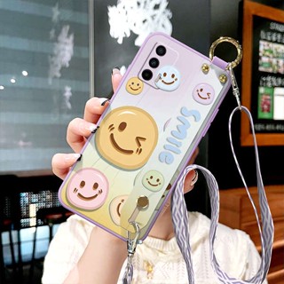 ใหม่ เคสโทรศัพท์มือถือ ซิลิโคนนิ่ม กันกระแทก ลายหน้ายิ้ม พร้อมสายคล้อง และที่ตั้งวาง สําหรับ Realme GTNEO2 GTNeo Flash Edition GTNeo3