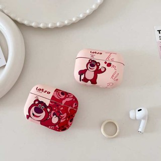 เคสหูฟังบลูทูธ ซิลิโคนนุ่ม ลายการ์ตูนหมีสตรอเบอร์รี่น่ารัก สําหรับ AirPods Pro2 2nd 3 Pro