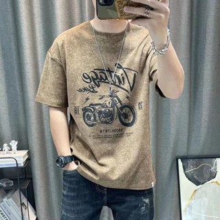 เสื้อยืดแขนสั้นลําลอง พิมพ์ลายการ์ตูน ระดับไฮเอนด์ แฟชั่นฤดูร้อน สําหรับผู้ชาย 2023