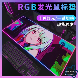 แผ่นรองเมาส์ขนาดใหญ่ แผ่นรองเมาส์ ที่รองเมาส์ RGB Glow Mouse Pad Edge Walker Game อะนิเมะ Esports Table Pad Boy Lucy Long Mat Cyberpunk